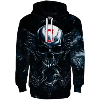 Cleveland Guardians Skull Hoodie Navy Blue Black – Men's Sweatshirt
