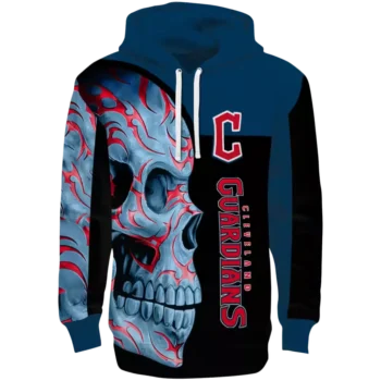 Cleveland Guardians Navy Blue Hoodie with Skull Design