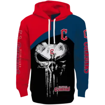 Cleveland Guardians Punisher Skull Hoodie - Red & Black Design