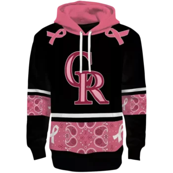 Colorado Rockies Black Pink Awareness Ribbon Hoodie - Men's & Women’s
