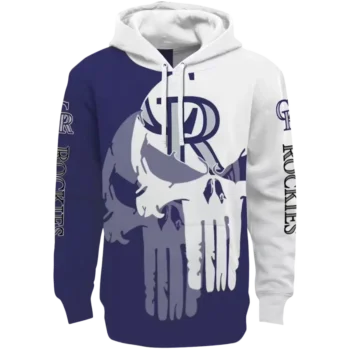 Colorado Rockies Punisher Hoodie - Blue & White Graphic Sweatshirt