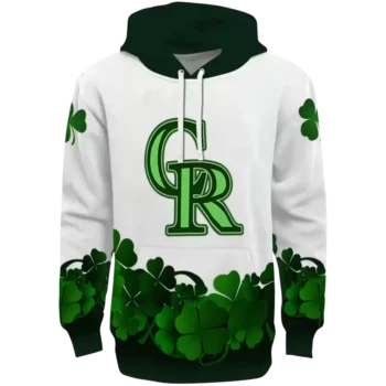 Colorado Rockies White Green Hoodie with Lucky Motif Design