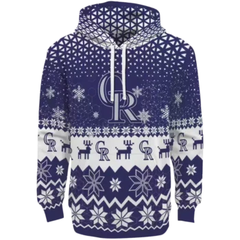 Colorado Rockies Blue Hoodie with Reindeer Design – Men's & Women's