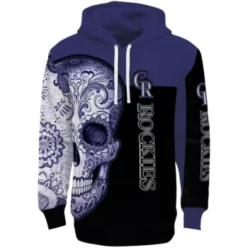Colorado Rockies Sugar Skull Hoodie – Blue & Black Design