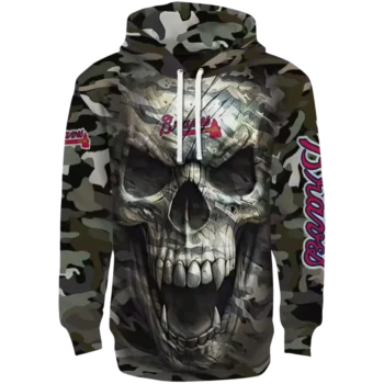 Atlanta Braves Camo Skull Hoodie – Custom MLB Fan Gear