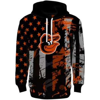 Baltimore Orioles Distressed Flag Orange Black Hoodie - Custom
