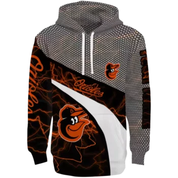 Baltimore Orioles Hex Mesh Hoodie - Orange Black Gray Custom