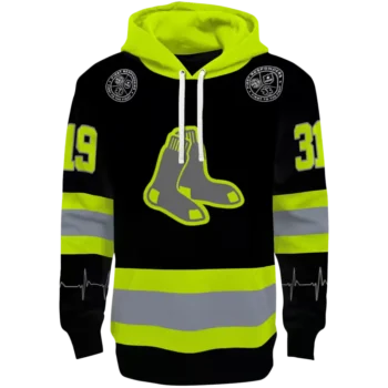 Boston Red Sox Neon Green Safety Hoodie – Custom Black Sweatshirt