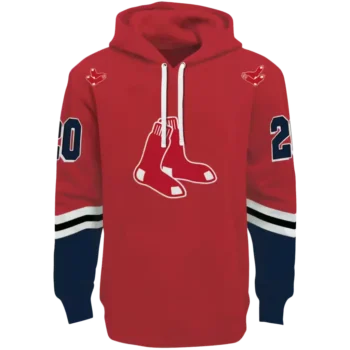 Custom Boston Red Sox Red Hoodie with Striped Sleeves