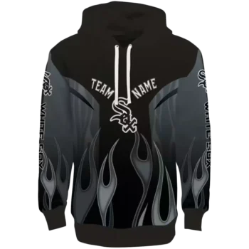 Chicago White Sox Black Hoodie with Custom Flame Design