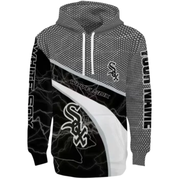 Custom Chicago White Sox Black Gray Hex Mesh Hoodie
