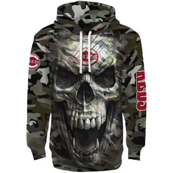 Cincinnati Reds Camo Skull Hoodie – Custom MLB Fan Sweatshirt
