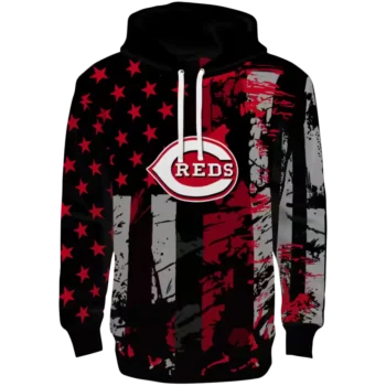 Cincinnati Reds Distressed Flag Hoodie - Red & Black Custom Design