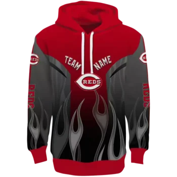 Custom Cincinnati Reds Red Hoodie with Flame Design