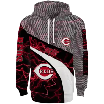 Cincinnati Reds Custom Hex Mesh Red Black Gray Hoodie