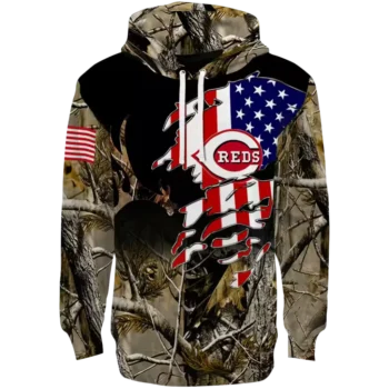 Cincinnati Reds Camo Hoodie – Custom Tree Design Baseball Gear