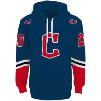 Cleveland Guardians Navy Blue Striped Sleeve Custom Hoodie