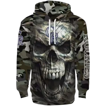 Colorado Rockies Camo Skull Hoodie - Custom MLB Baseball Gear