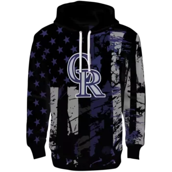 Colorado Rockies Distressed Flag Blue Black Custom Hoodie