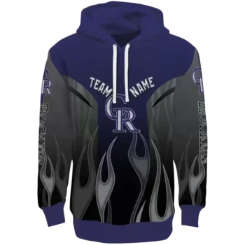 Colorado Rockies Blue Hoodie with Custom Flame Design