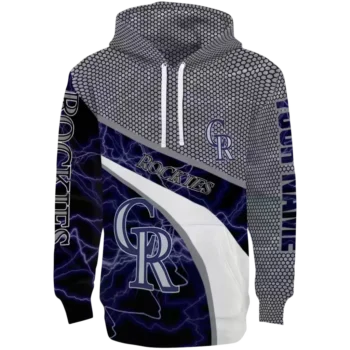Colorado Rockies Hexagonal Mesh Hoodie – Blue Black Gray Custom