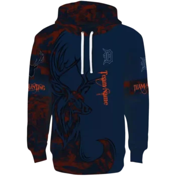 Detroit Tigers Navy Hoodie with Custom Deer Silhouette Design