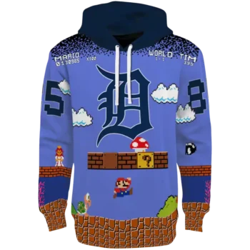 Detroit Tigers Custom Mario Blue & Black Hoodie – Stylish Fan Gear