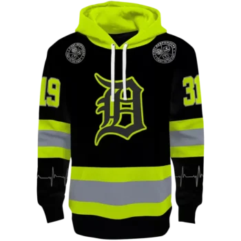 Detroit Tigers Custom Black Neon Green Safety Hoodie
