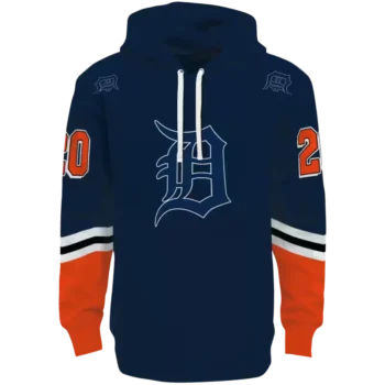 Detroit Tigers Navy Hoodie with Custom Striped Sleeves
