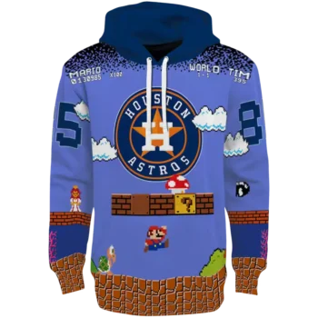 Houston Astros Custom Mario Blue & Black Hoodie – Official Gear