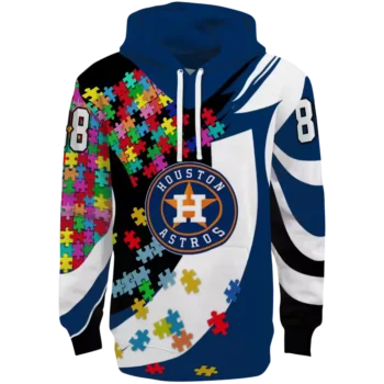 Houston Astros Custom Puzzle Piece Blue Hoodie – Men's & Women's