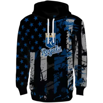 Kansas City Royals Distressed Flag Hoodie - Royal Blue & Black