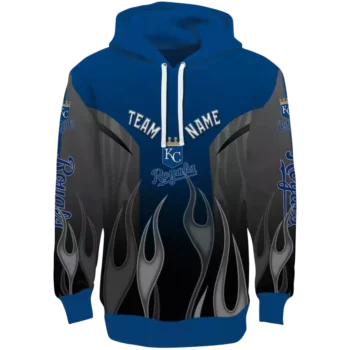 Kansas City Royals Custom Flame Design Royal Blue Hoodie