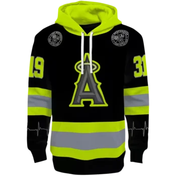 Los Angeles Angels Custom Hoodie Black Neon Green Safety Design