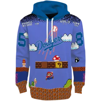 Los Angeles Dodgers Mario Blue Black Custom Hoodie