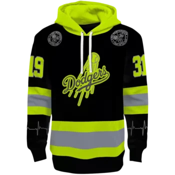 Custom LA Dodgers Black Neon Green Safety Hoodie – Stylish & Unique