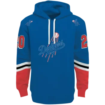 Custom LA Dodgers Blue Hoodie with Striped Sleeves