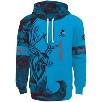 Miami Marlins Custom Blue Deer Silhouette Hoodie – Men's & Women’s