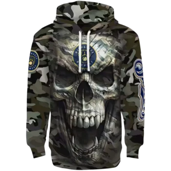 Milwaukee Brewers Camo Skull Hoodie – Custom MLB Fan Gear