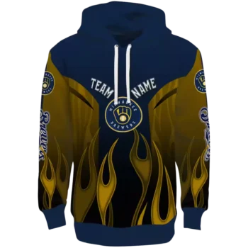Milwaukee Brewers Navy Blue Hoodie with Flame Design – Custom Gear