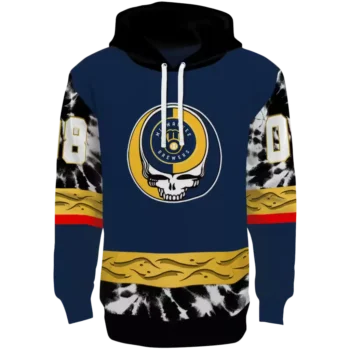 Milwaukee Brewers Grateful Vibes Navy Blue Custom Hoodie