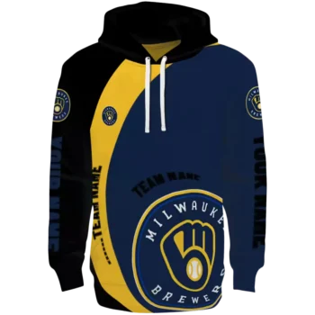 Milwaukee Brewers Minimalist Navy Blue Black Hoodie - Custom Design