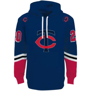 Minnesota Twins Navy Striped Sleeve Custom Hoodie