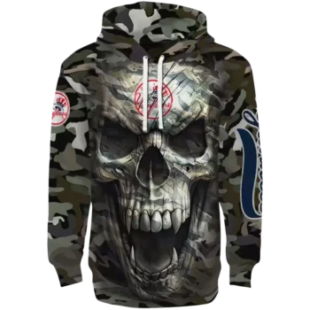 Custom NY Yankees Camo Skull Hoodie – Unique Baseball Streetwear