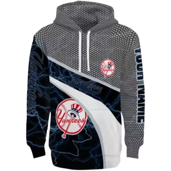 Custom NY Yankees Hex Mesh Navy Black Gray Hoodie