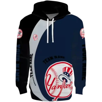 Custom NY Yankees Navy Black Minimalist Hoodie – Stylish & Cozy