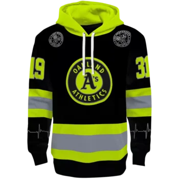 Oakland Athletics Custom Black Neon Green Safety Hoodie