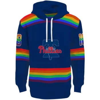 Philadelphia Phillies Custom Rainbow Stripes Blue Hoodie