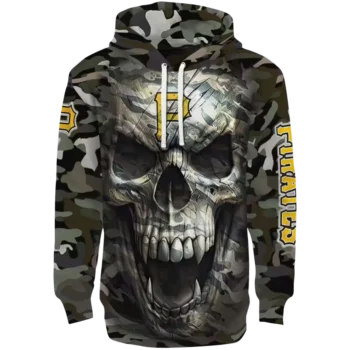Pittsburgh Pirates Camo Skull Hoodie – Custom MLB Gear
