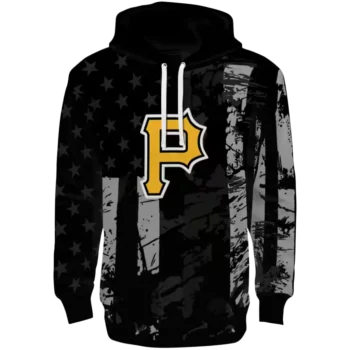 Pittsburgh Pirates Black Distressed Flag Custom Hoodie